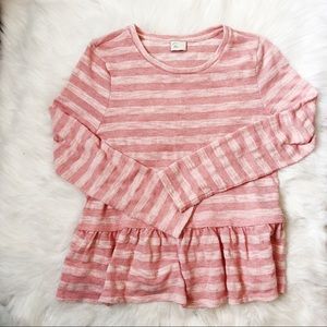 ANTHROPOLOGIE POSTMARK RUFFLE LONG SLEEVE TOP